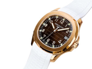 Aquanaut Rose Gold with Chocolate Dial and White Strap (40mm) 1