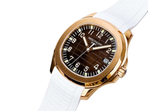 Aquanaut Rose Gold with Chocolate Dial and White Strap (40mm) 1