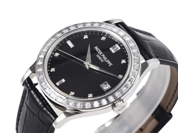 Calatrava Stainless Steel with Diamond Black Dial and Diamond Bezel (38mm) 1