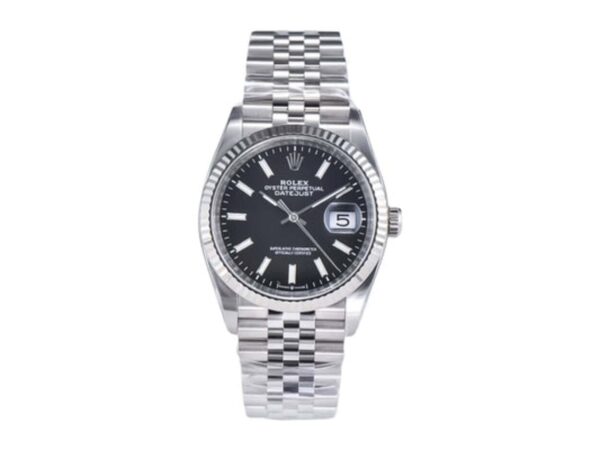 Datejust 36 Stainless Steel on Jubilee with Black Dial and Fluted Bezel