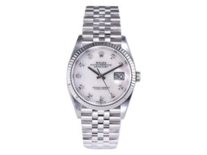 Datejust 36 Stainless Steel on Jubilee with Diamond Mother of Pearl Dial and Fluted Bezel