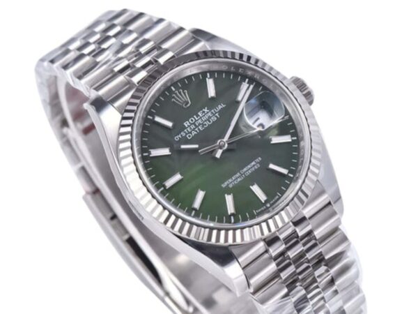 Datejust 36 Stainless Steel on Jubilee with Palm Motif Green Dial and Fluted Bezel 1