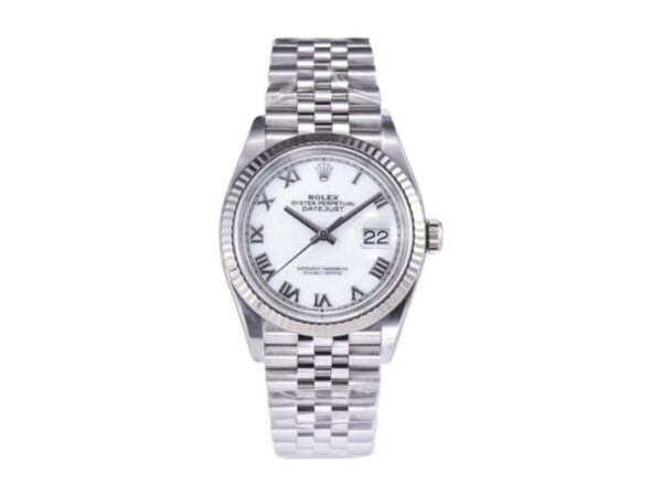 Datejust 36 Stainless Steel on Jubilee with White Dial (Roman Numerals) and Fluted Bezel