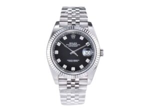 Datejust 41 Stainless Steel on Jubilee with Diamond Black Dial and Fluted Bezel