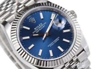 Datejust 41 Stainless Steel on Jubilee with Fluted Motif Blue Dial and Fluted Bezel