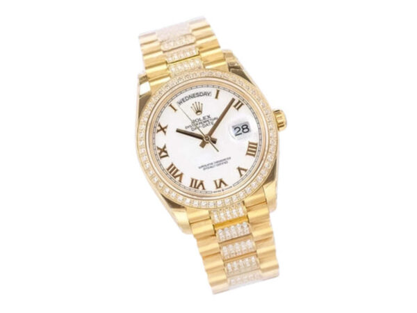 Day-Date 36 Yellow Gold 'President' with White Dial and Diamond Bezel (Roman Numerals) 1