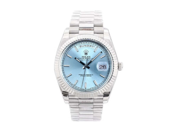 Day-Date 40 Platinum 'President' with Ice Blue Dial and Fluted Beze