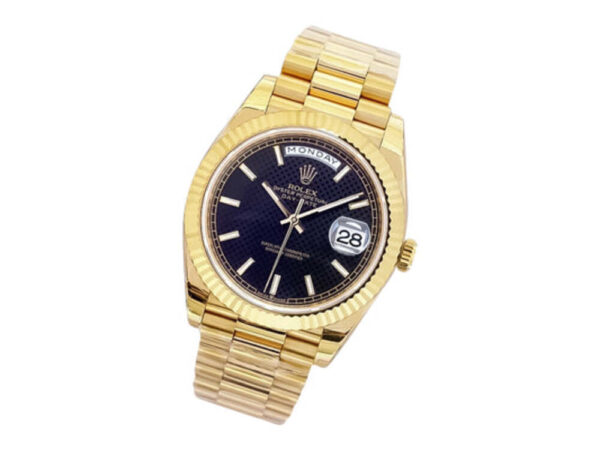 Day-Date 40 Yellow Gold 'President' with Black Motif Dial and Fluted Bezel 1