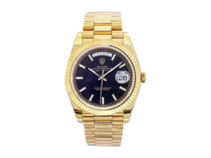 Day-Date 40 Yellow Gold 'President' with Black Motif Dial and Fluted Bezel