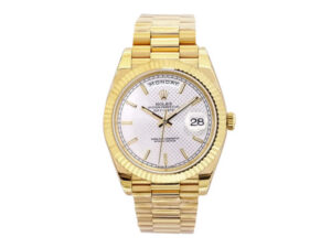 Day-Date 40 Yellow Gold 'President' with Silver Motif Dial and Fluted Bezel