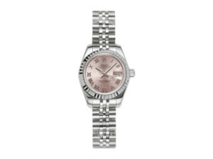 Lady-Datejust 28 Stainless Steel on Jubilee with Pink Dial (Roman Numerals) and Fluted Bezel