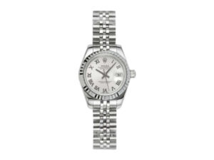 Lady-Datejust 28 Stainless Steel on Jubilee with White Dial (Roman Numerals) and Fluted Bezel