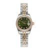 Lady-Datejust 28 Two Tone Rose Gold on Jubilee with Green Diamond Dial and Diamond Bezel