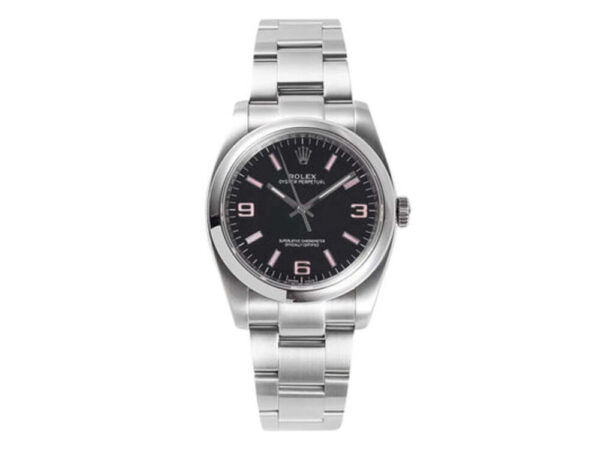 Oyster Perpetual 36 Stainless Steel with Black Dial and Pink Indices (Arabic numerals)