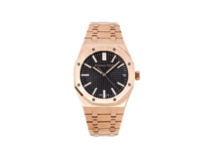 Royal Oak Pink Gold '50th Anniversary' with Black Dial and Leather Strap (41mm)