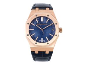 Royal Oak Pink Gold '50th Anniversary' with Blue Dial and Leather Strap (41mm)