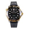 Seamaster Diver 300 Stainless Steel with Black Dial and Gold Bezel on Rubber Strap (42mm)