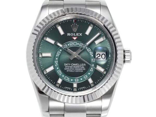 Sky-Dweller Stainless Steel on Oyster with Green Dial and Fluted Bezel 1